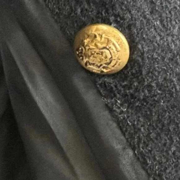 Vintage Bromley Collection Wool Blend Military Peacoat Velvet Collar Black Sz 12 - Picture 5 of 6